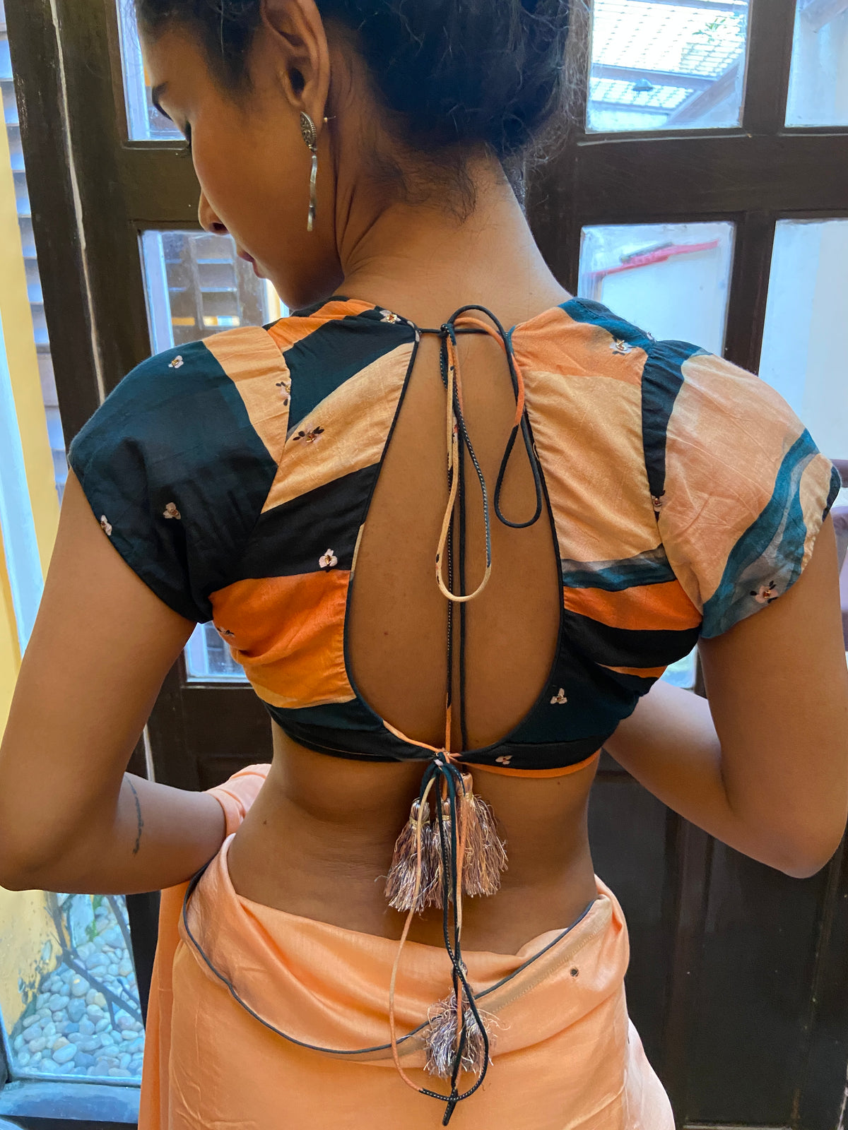 Peach and Teal  Blouse