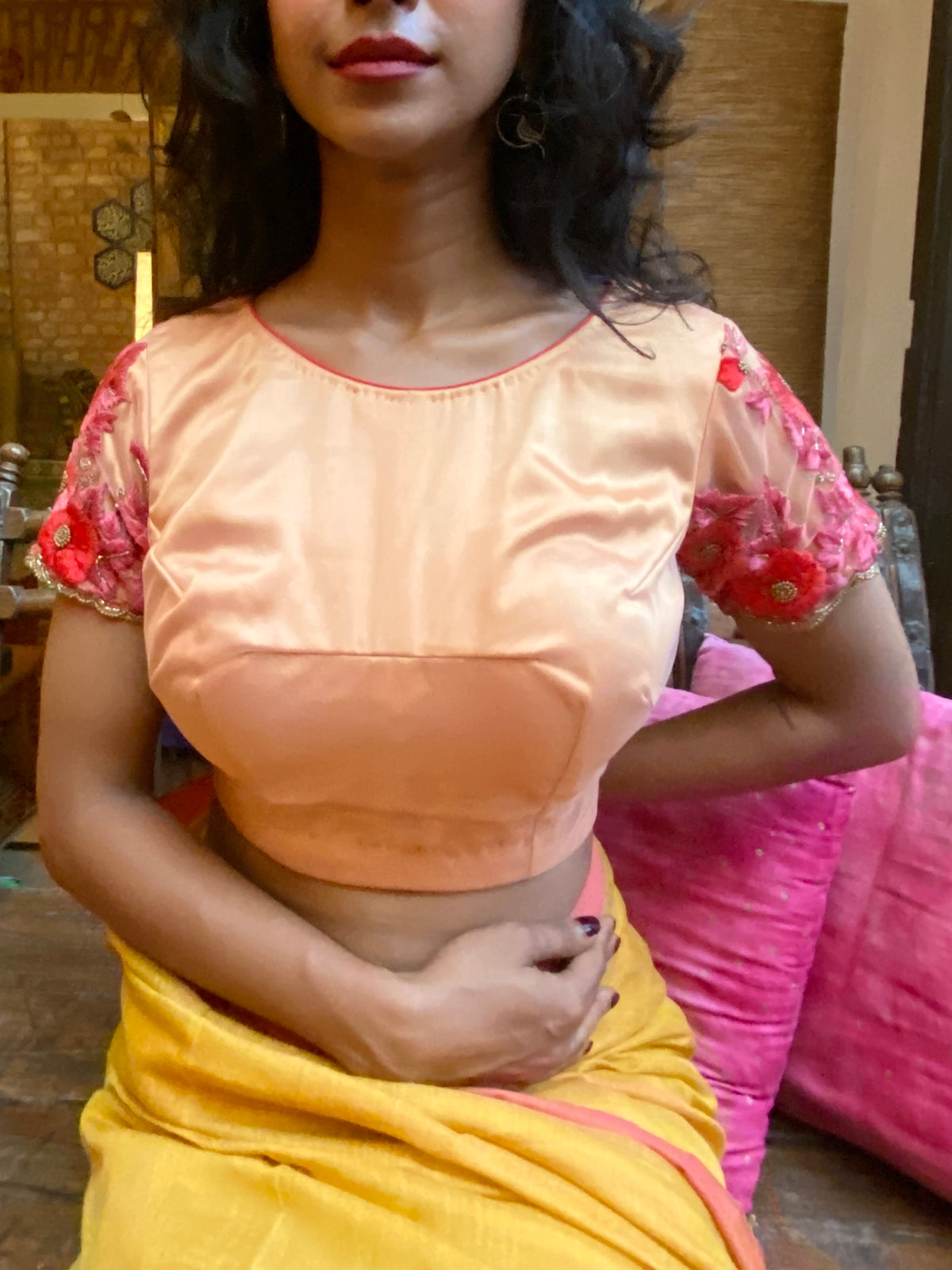 Peach Embroidered Blouse