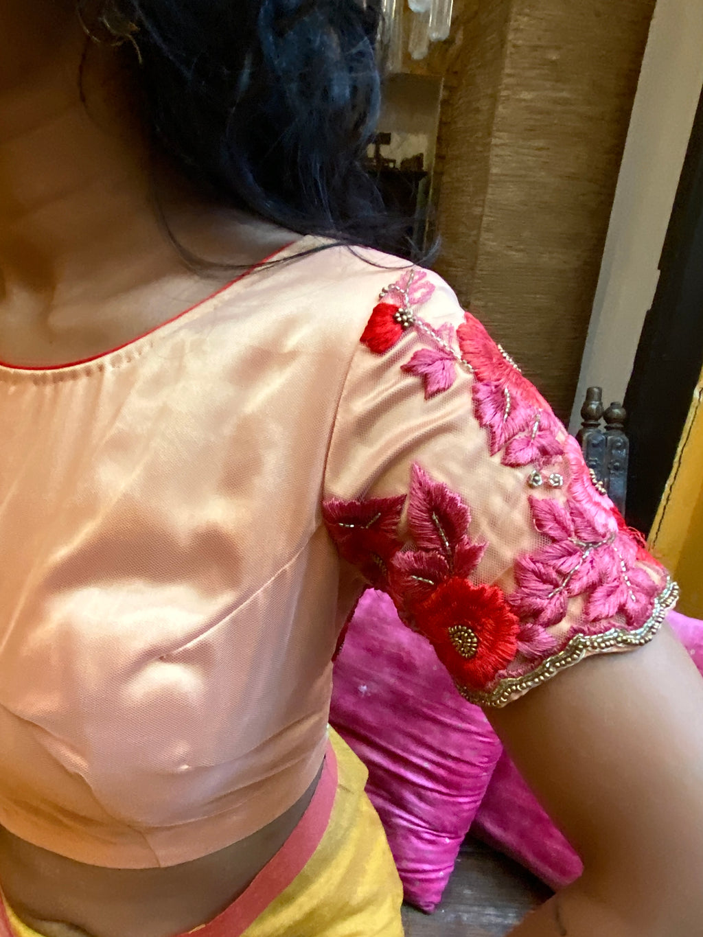 Peach Embroidered Blouse