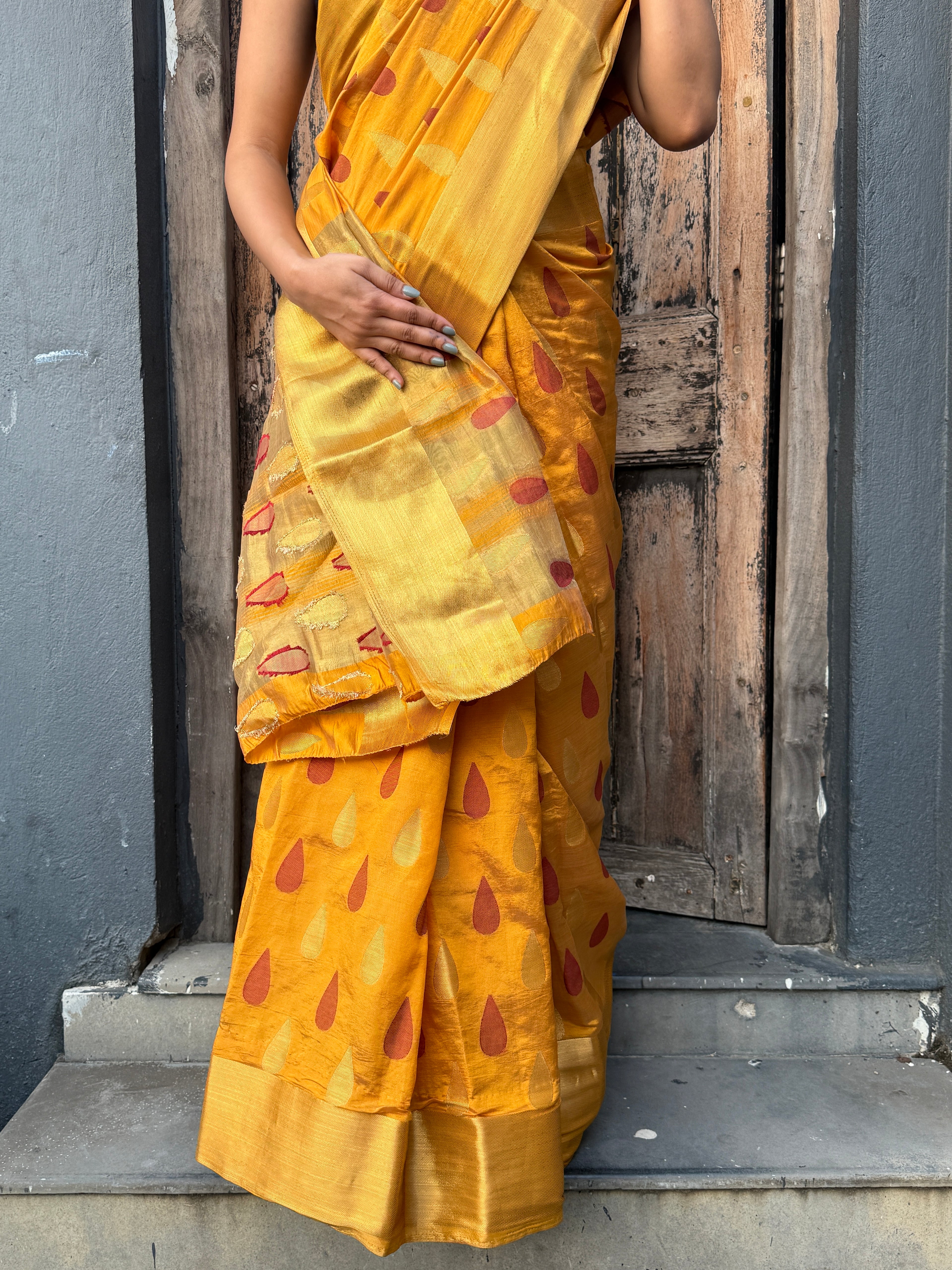Yellow Woven Art Silk Sari