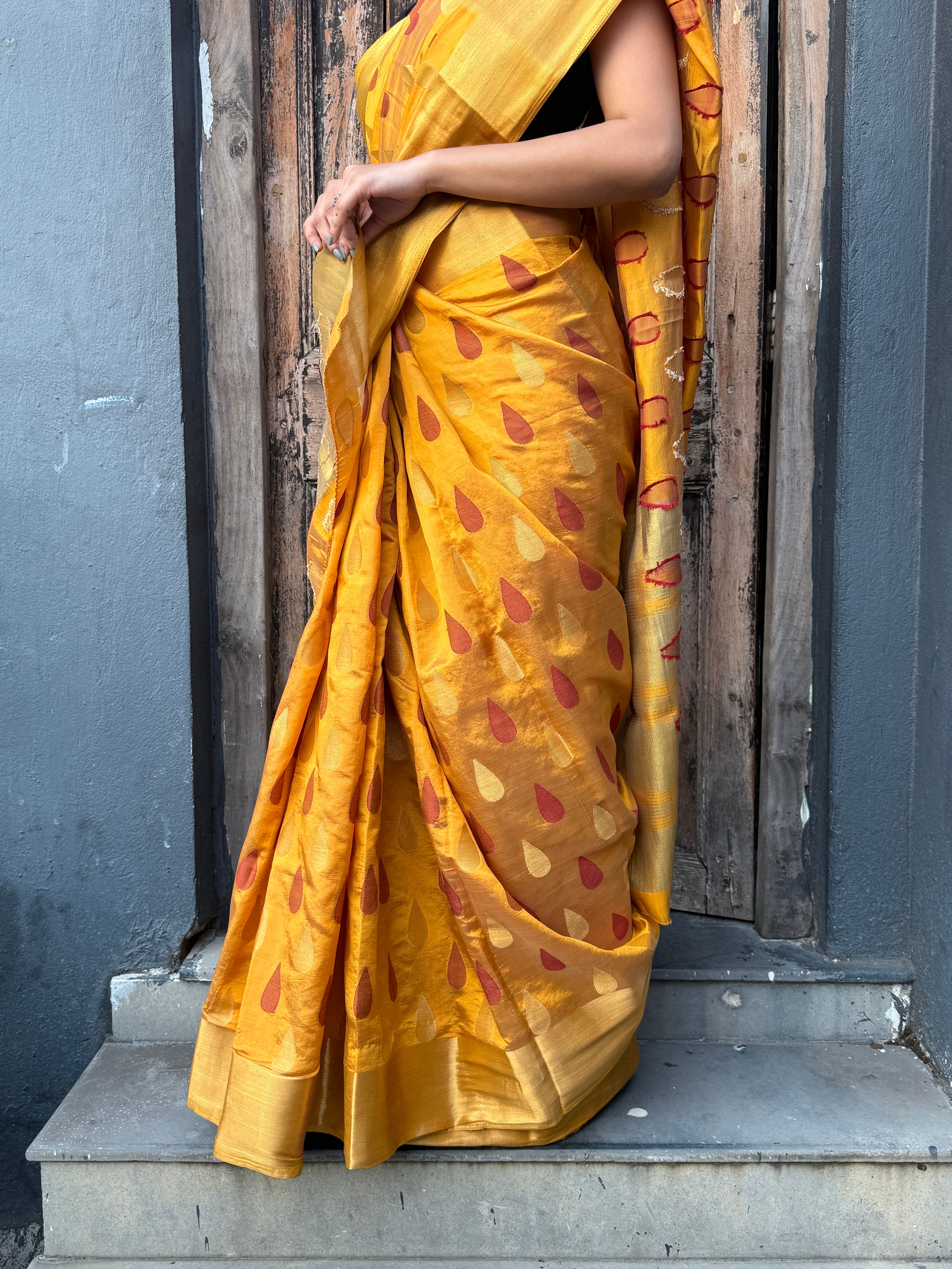 Yellow Woven Art Silk Sari