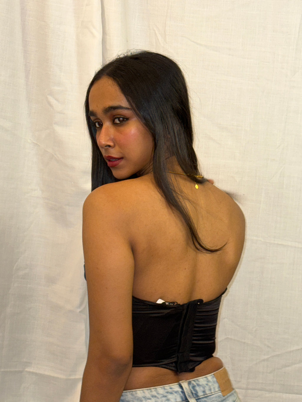 ZARA - Black Floral Quilted Corset