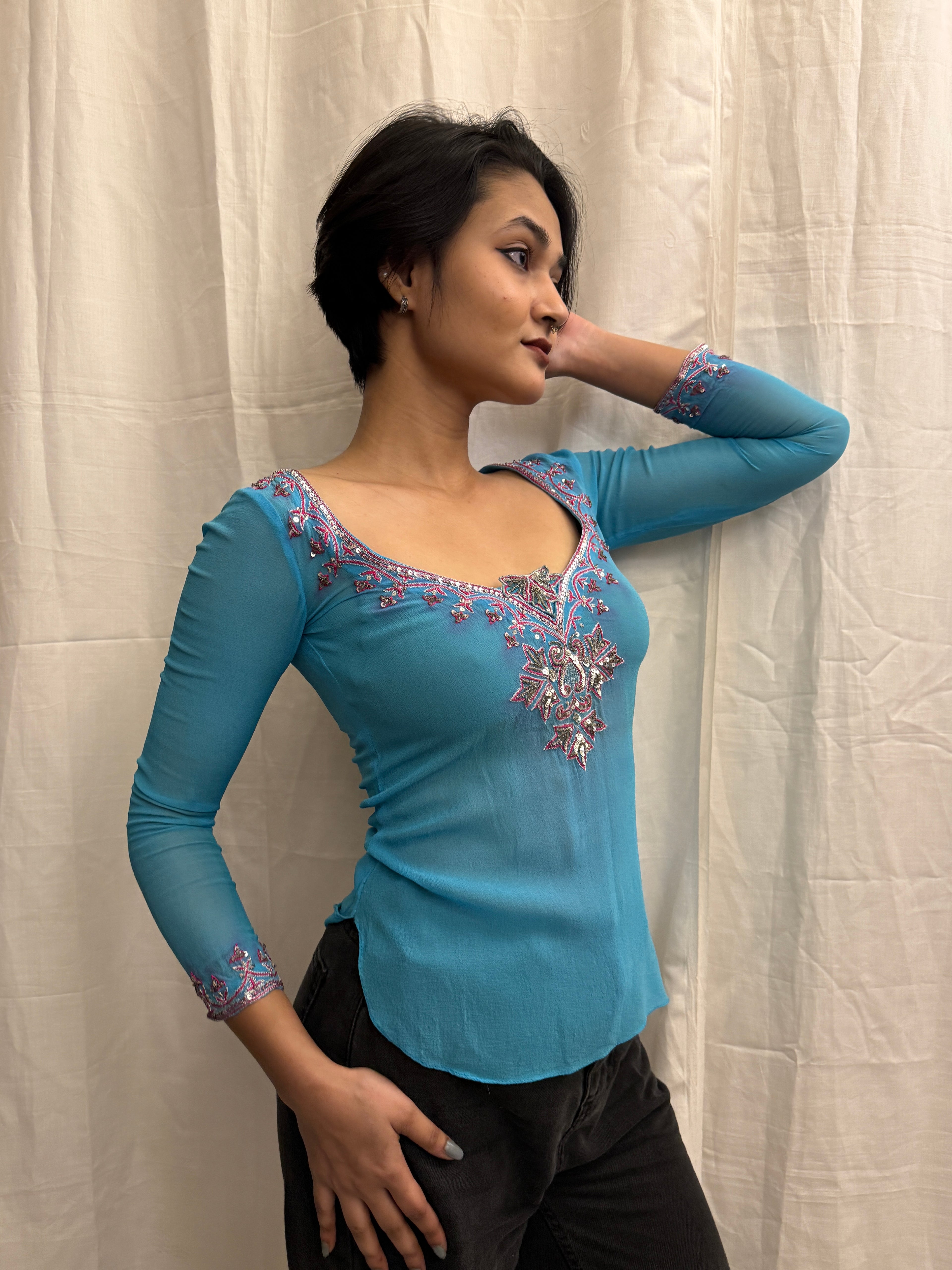 Sky Blue Short Kurta