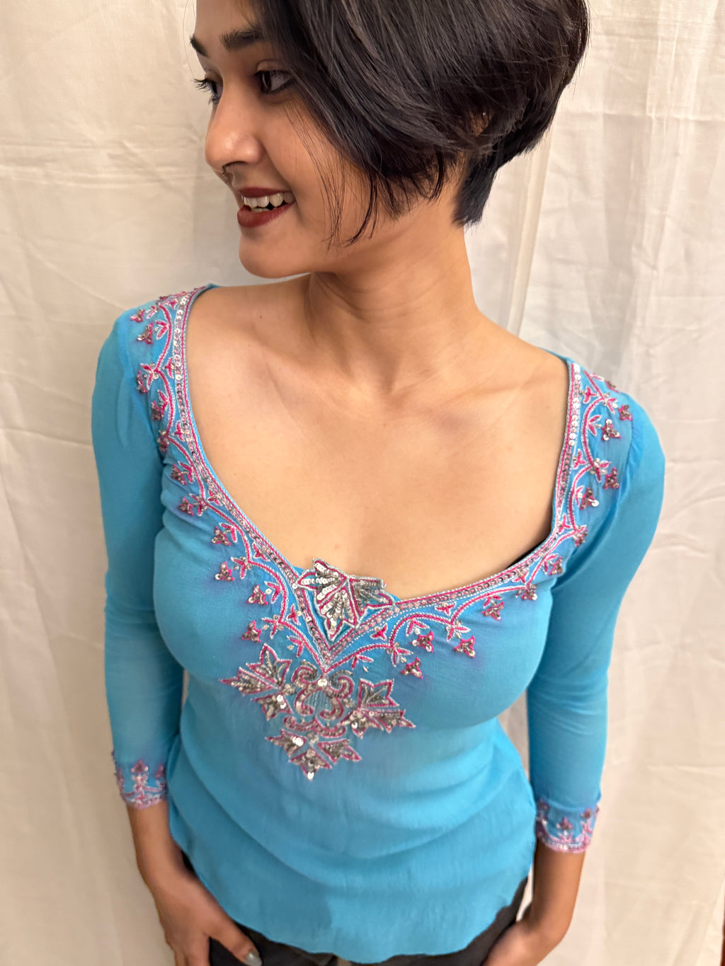 Sky Blue Short Kurta