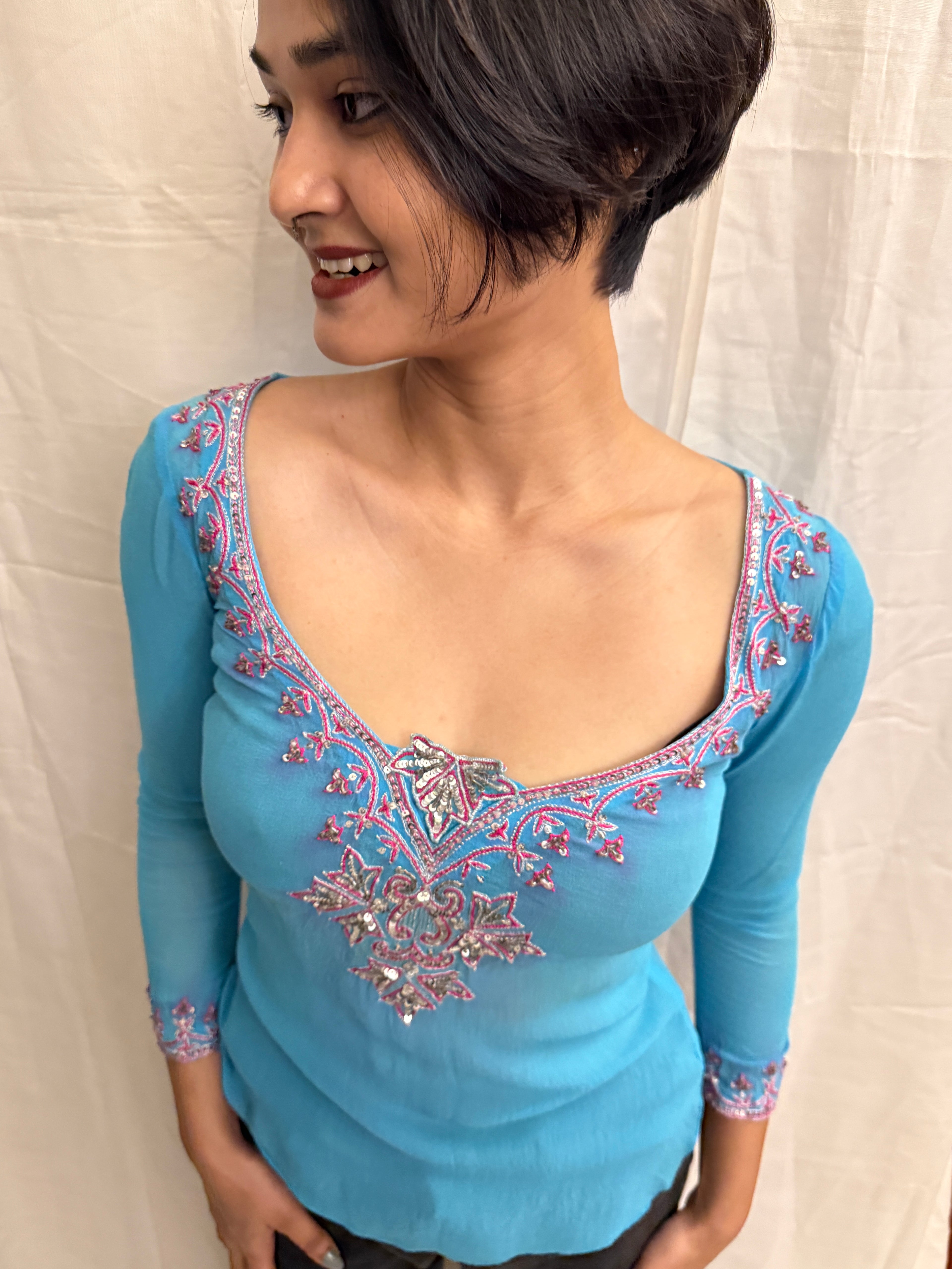 Sky Blue Short Kurta