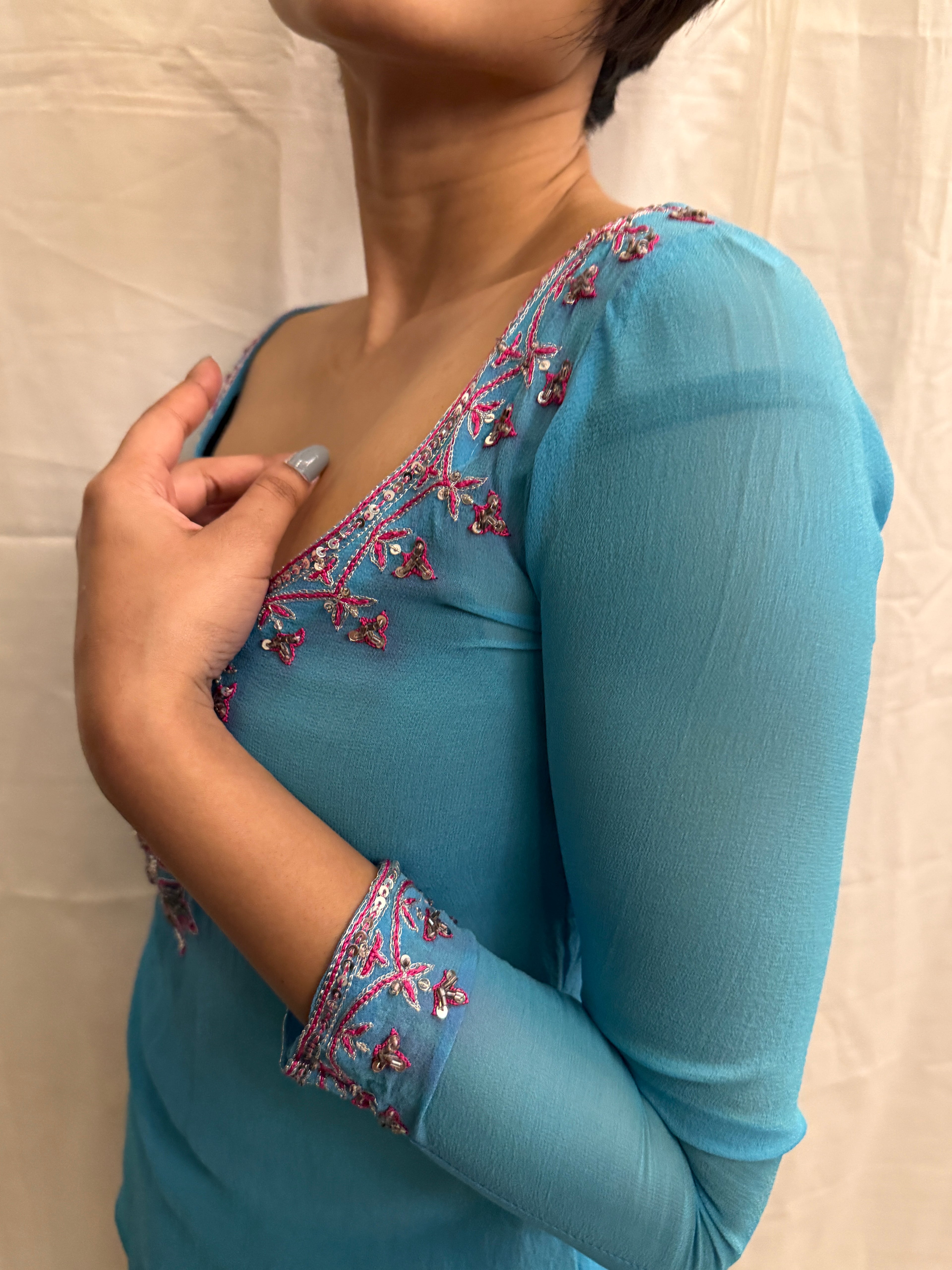 Sky Blue Short Kurta