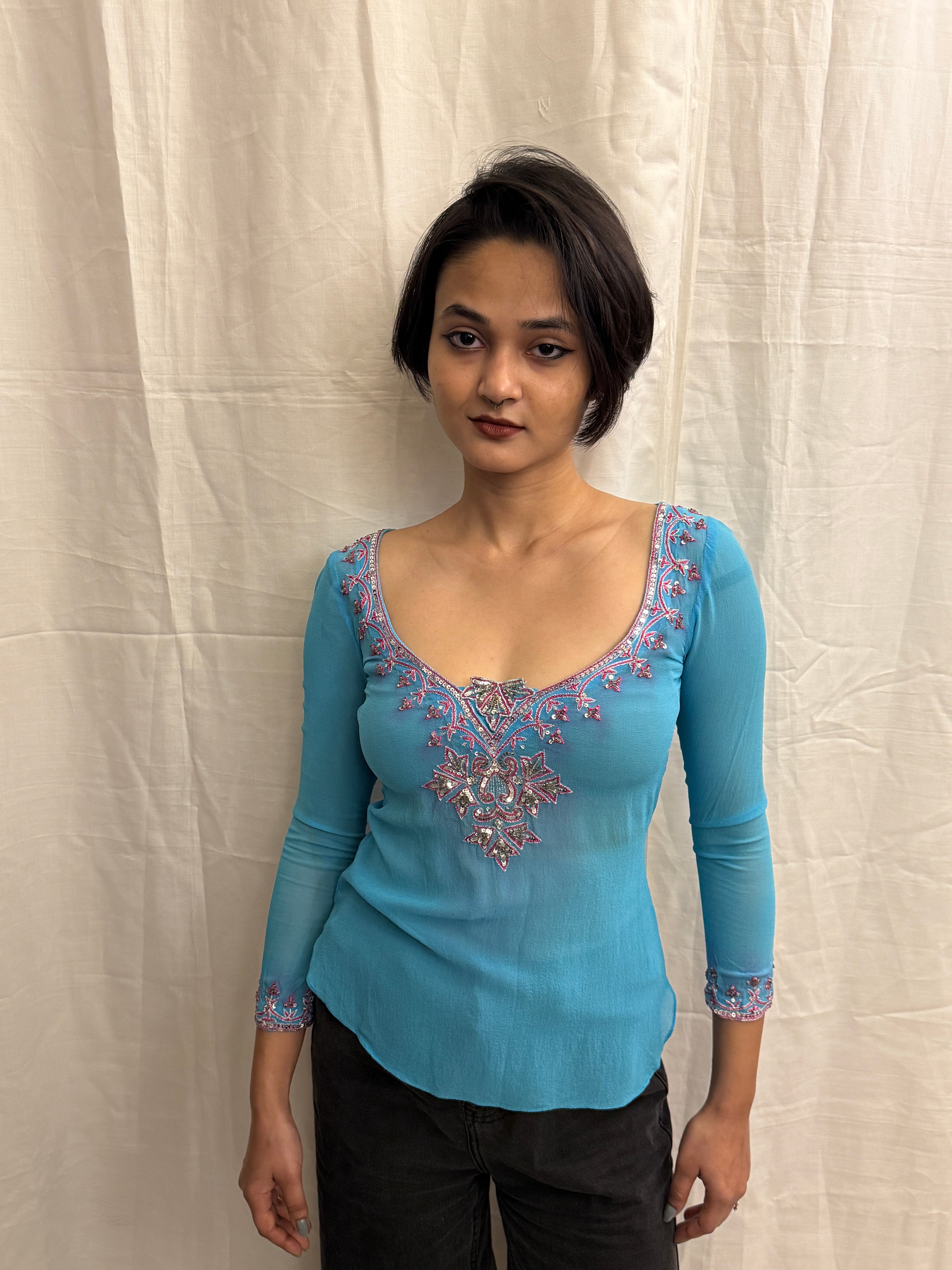 Sky Blue Short Kurta