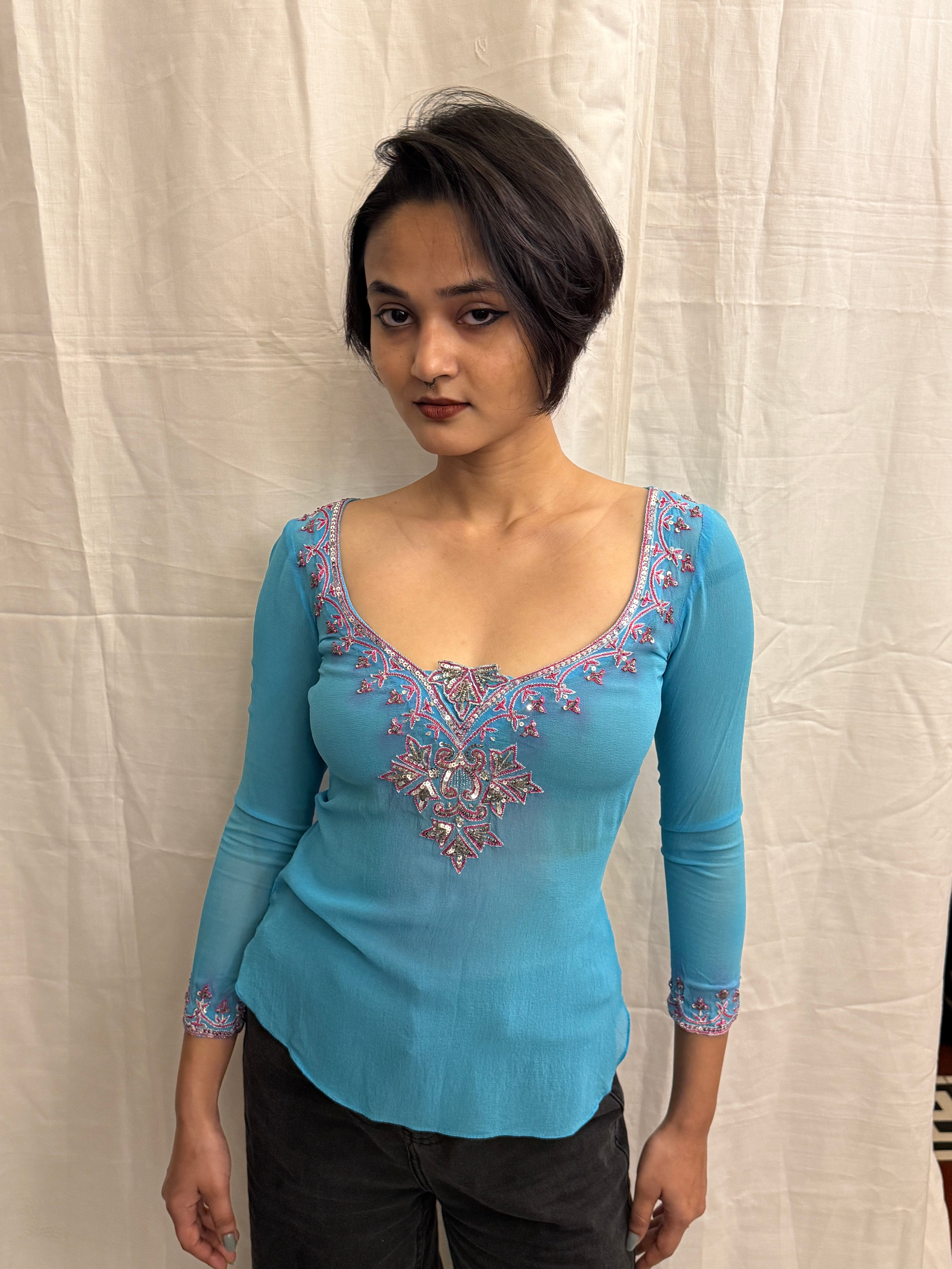 Sky Blue Short Kurta