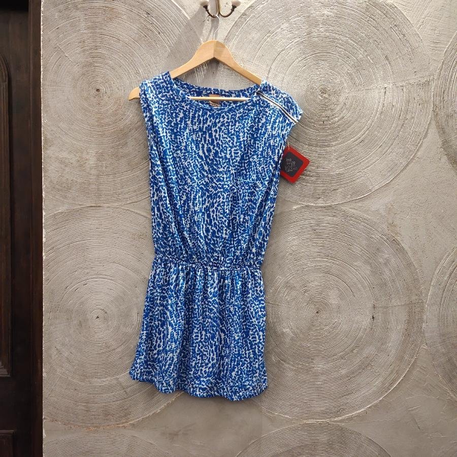 Zara Trafaluc- blue &amp; white printed dress