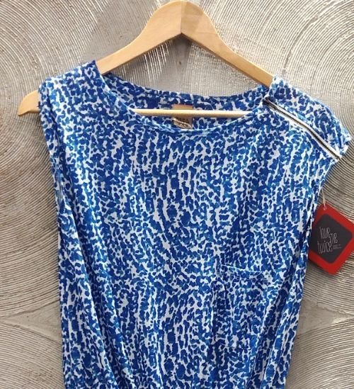 Zara Trafaluc- blue &amp; white printed dress
