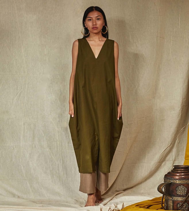 MAPCHA: Chive Green Sendu Dress