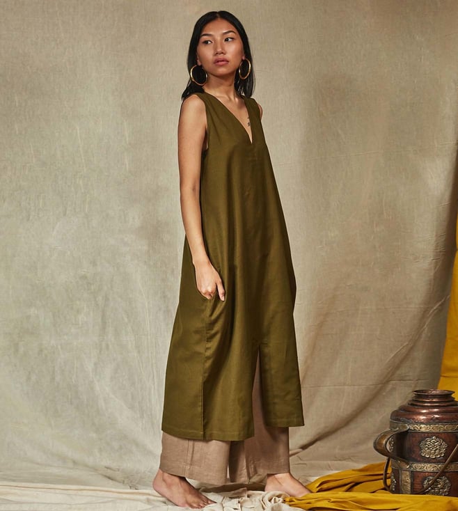 MAPCHA: Chive Green Sendu Dress