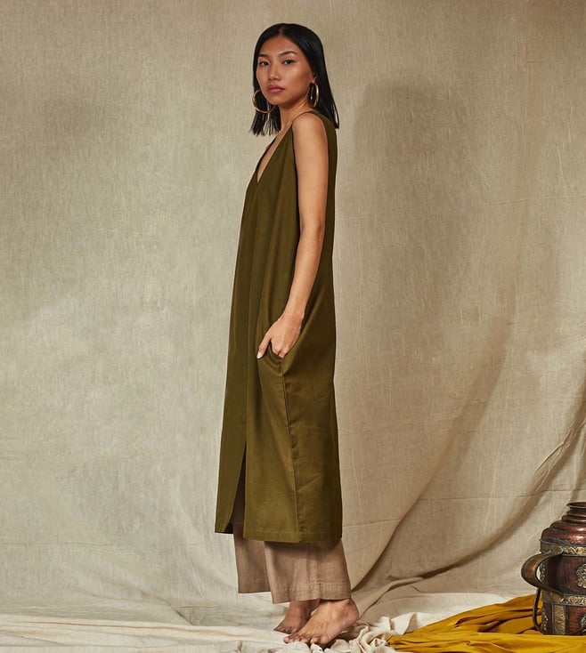 MAPCHA: Chive Green Sendu Dress