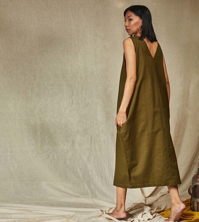 MAPCHA: Chive Green Sendu Dress