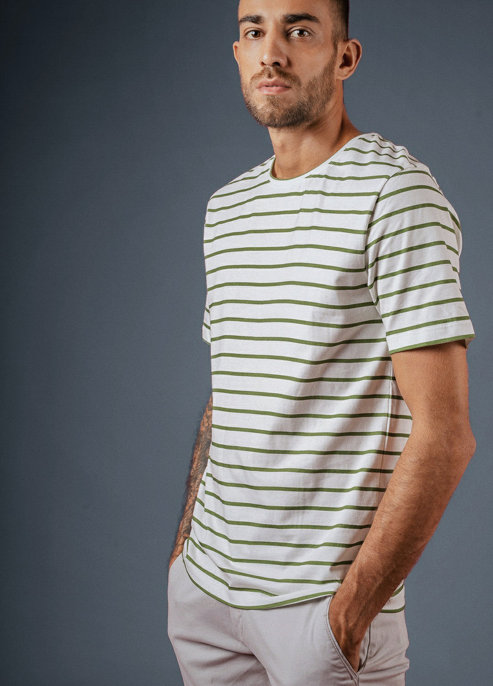 NO NASTIES - Olive Stripe - M