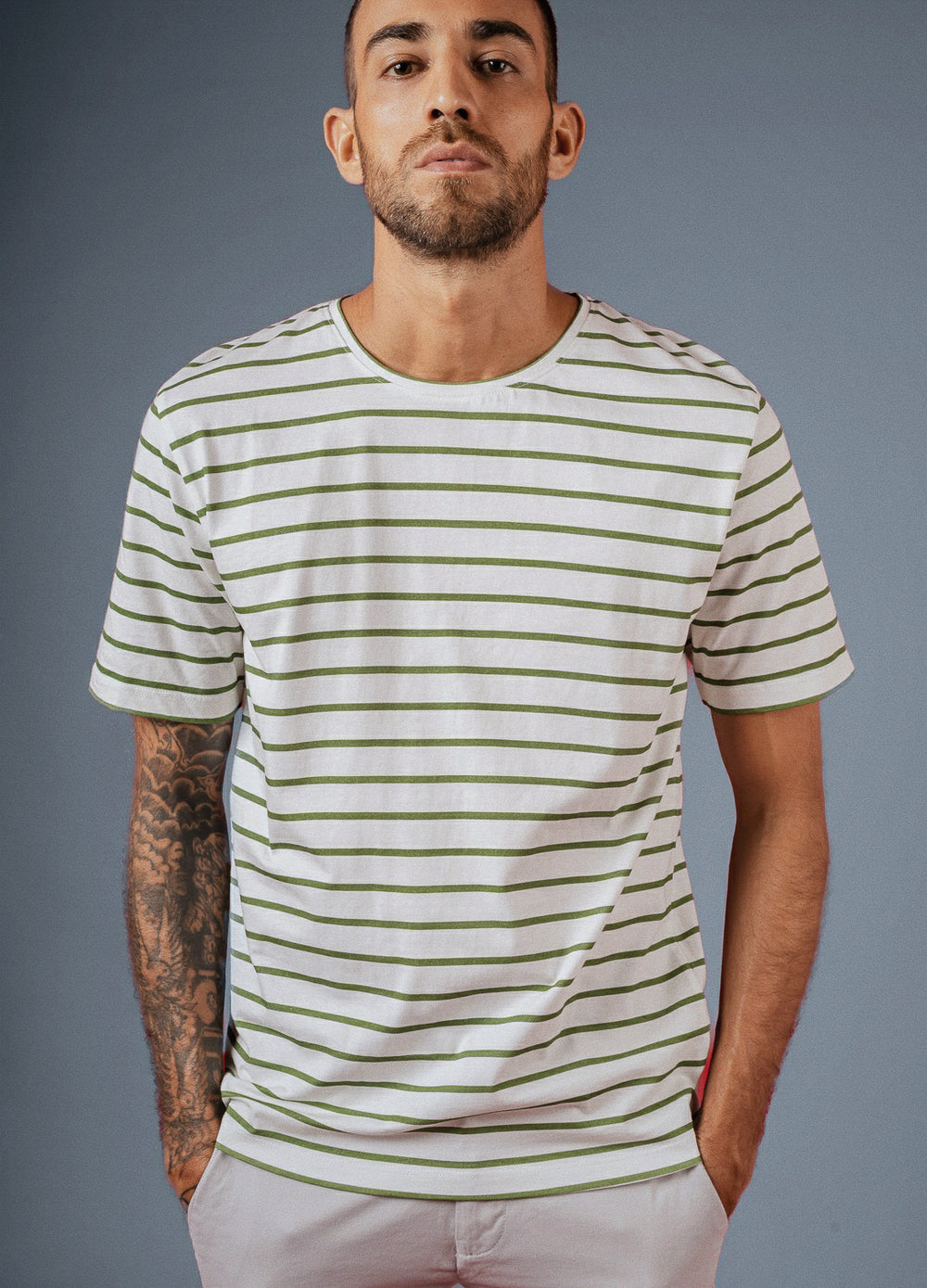 NO NASTIES - Olive Stripe - M