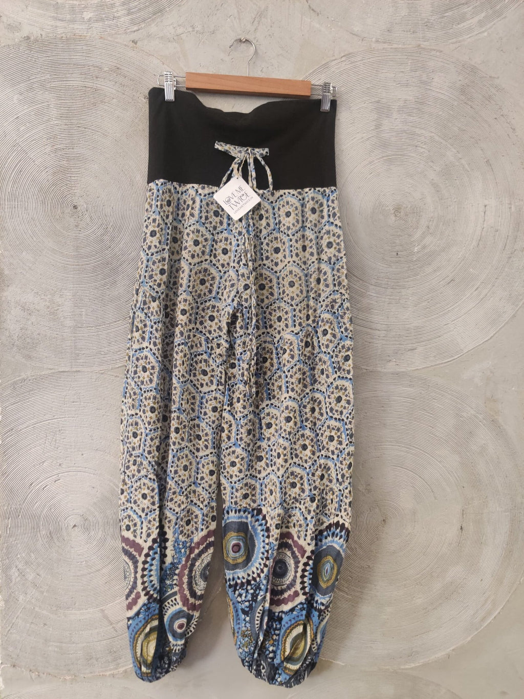 Blue and Black Kalamkari Cotton Pants
