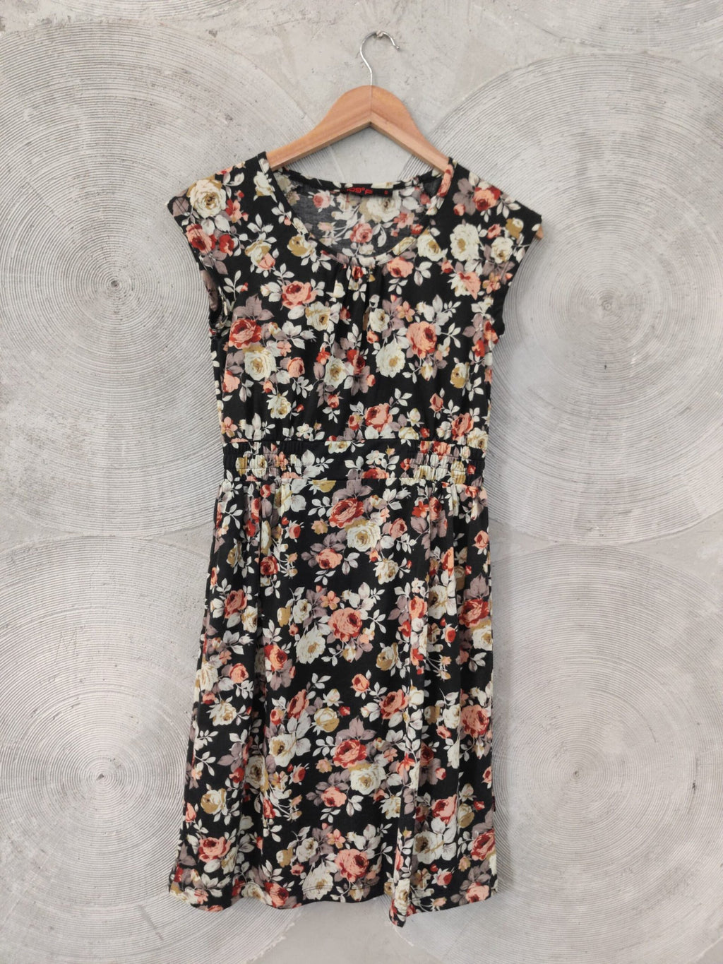 Black Floral Printed Short Dress
