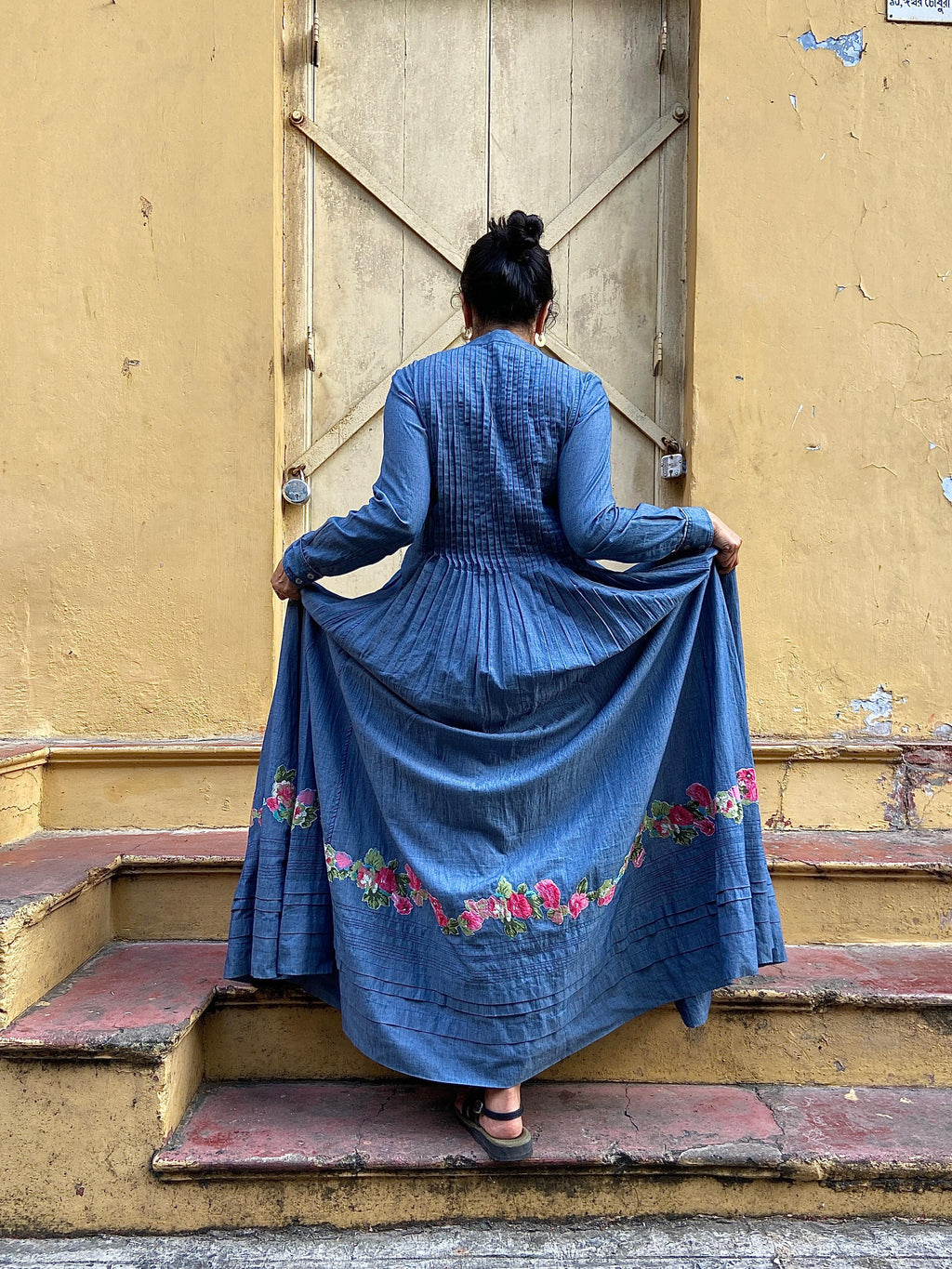 AMRAPALI - Grey-Blue Denim Long Dress