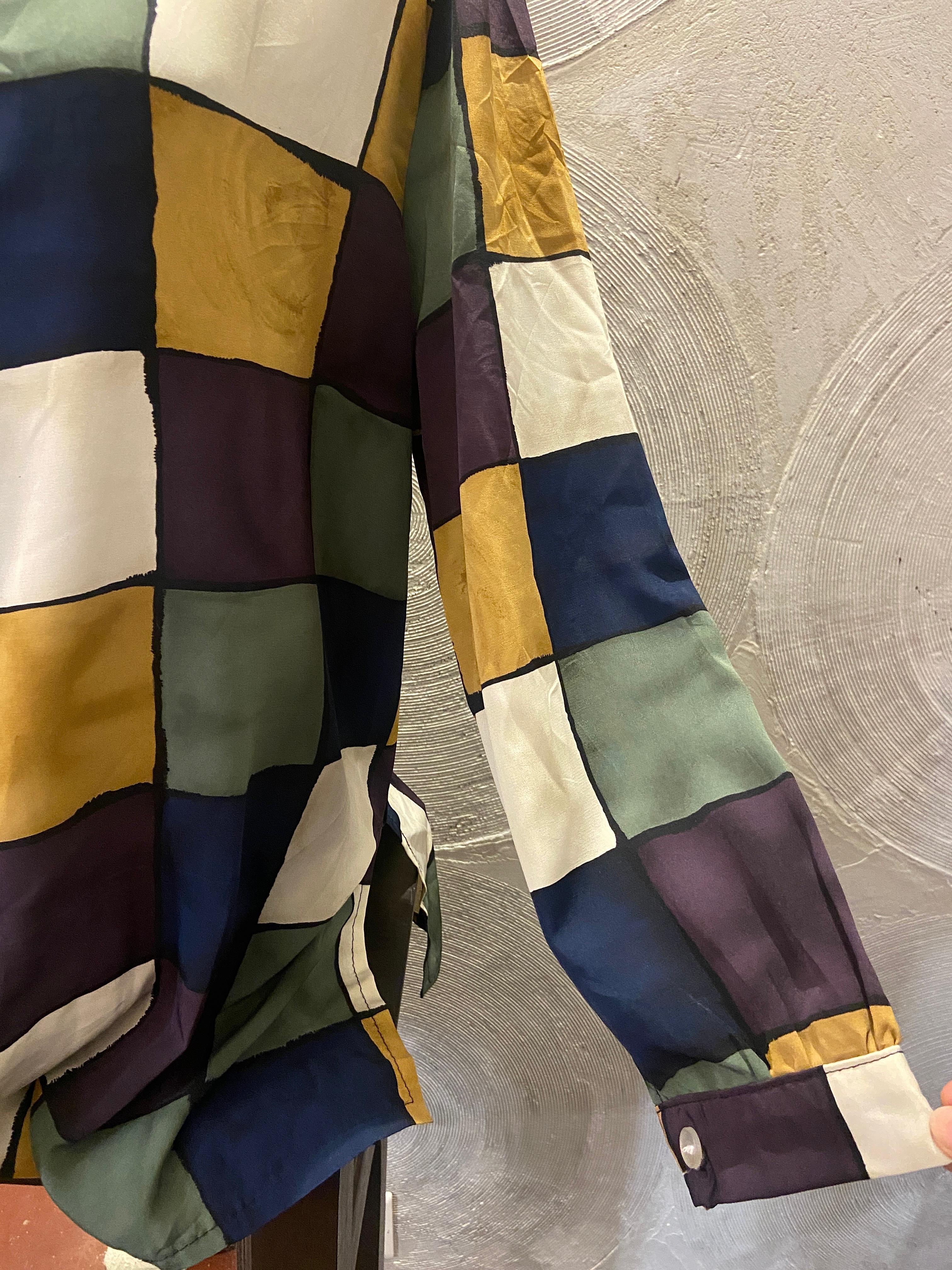Multicolored Full Sleeves Silk Vintage Shirt