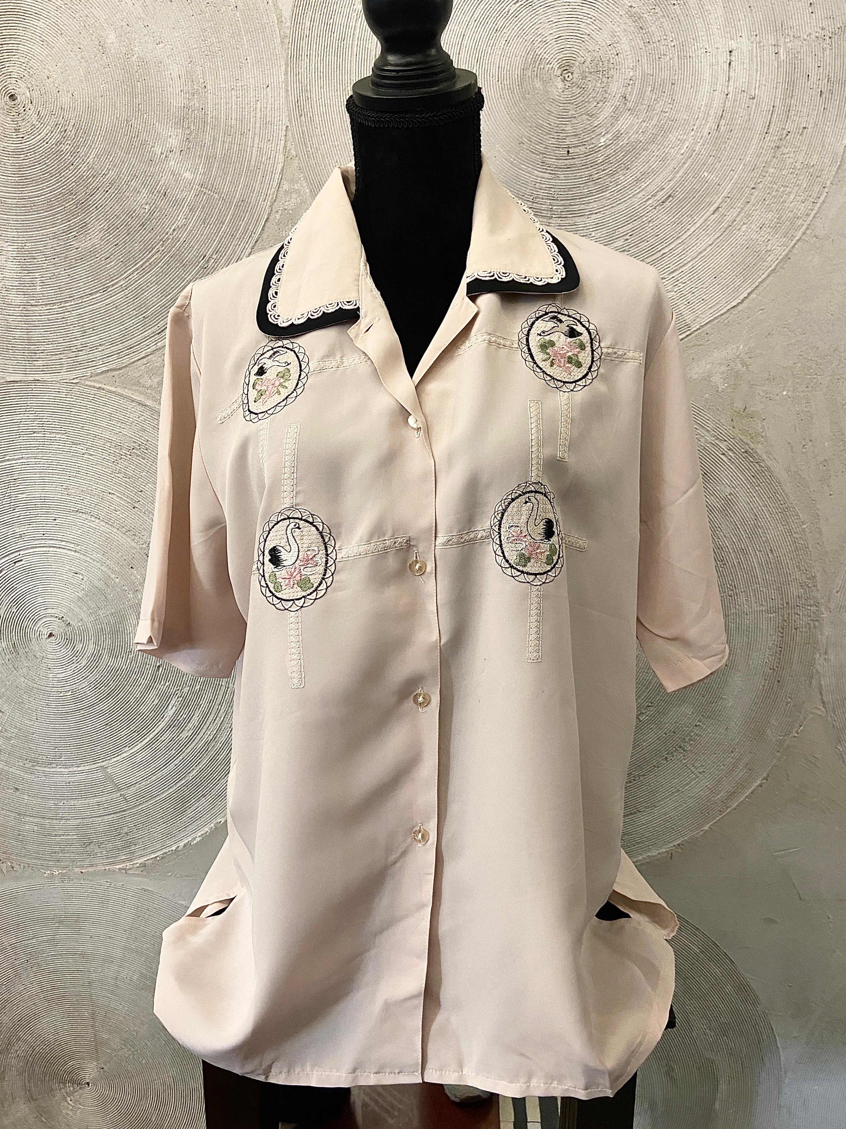 Half Sleeves Embroidered Vintage Shirt