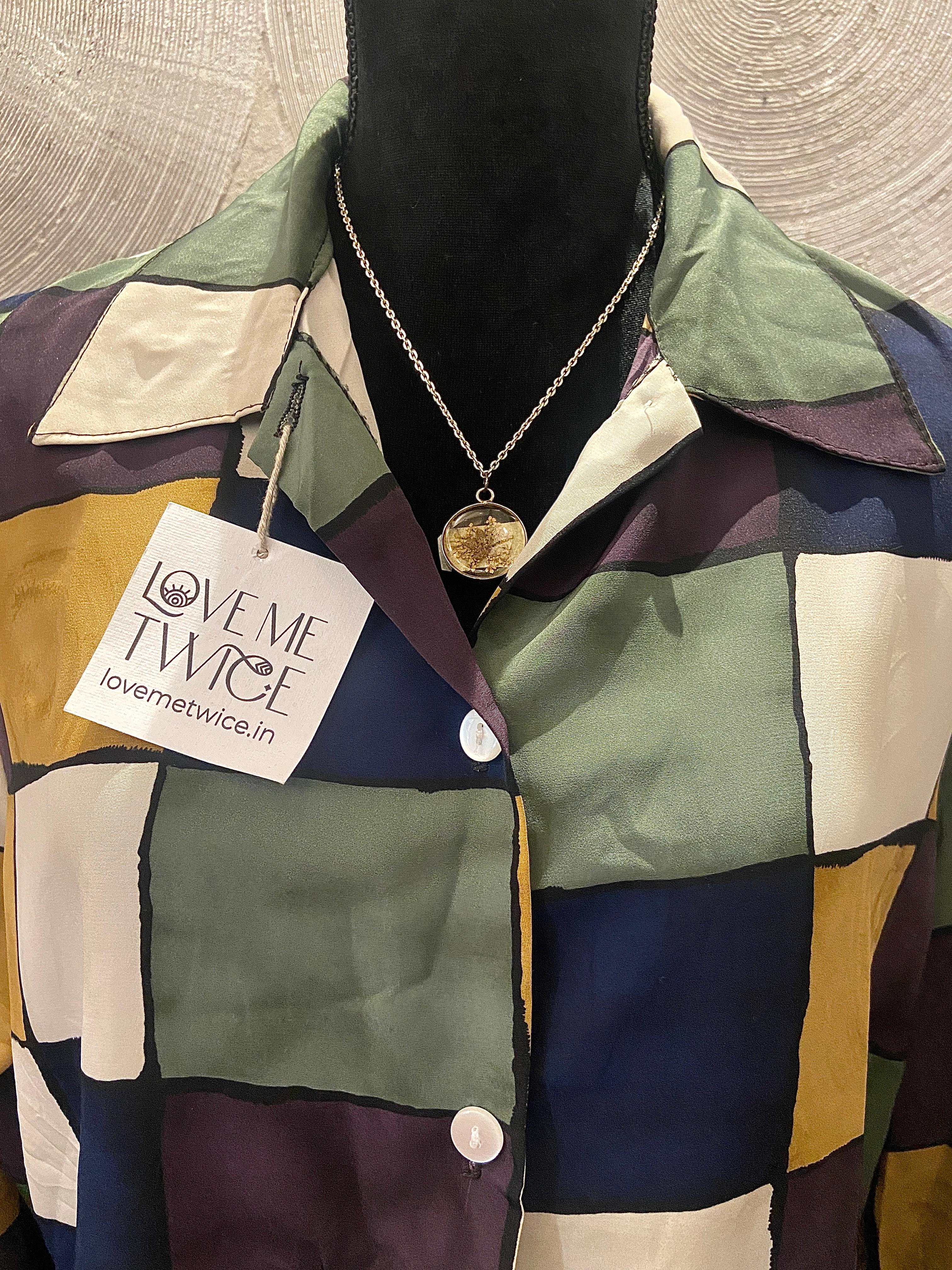 Multicolored Full Sleeves Silk Vintage Shirt