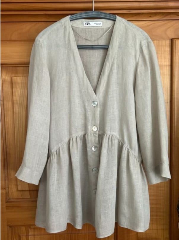 ZARA - Light Khaki linen Blend Blouse