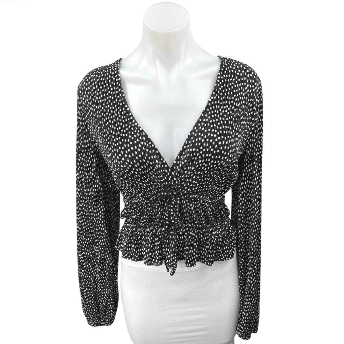 ZARA- Black and White Polka Dot Full Sleeves Blouse