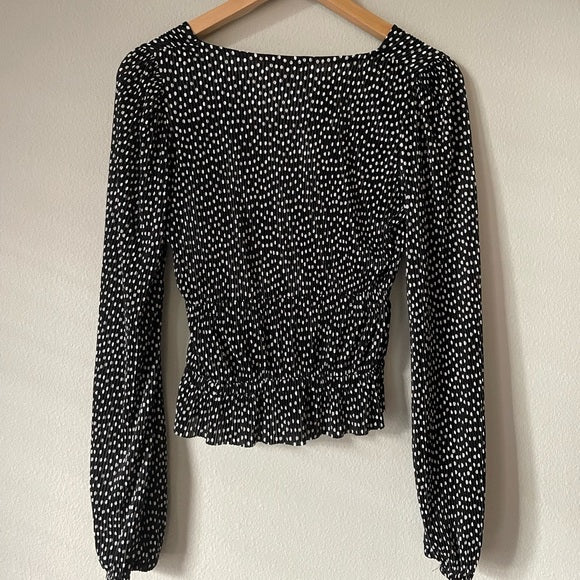 ZARA- Black and White Polka Dot Full Sleeves Blouse