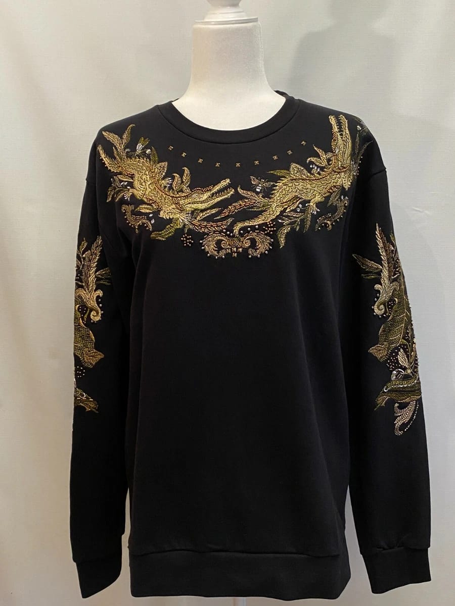 ZARA - Black Sweatshirt with Golden Embroidery