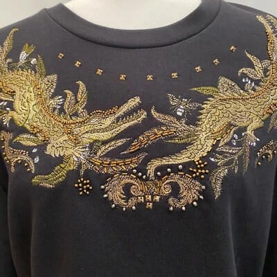 ZARA - Black Sweatshirt with Golden Embroidery