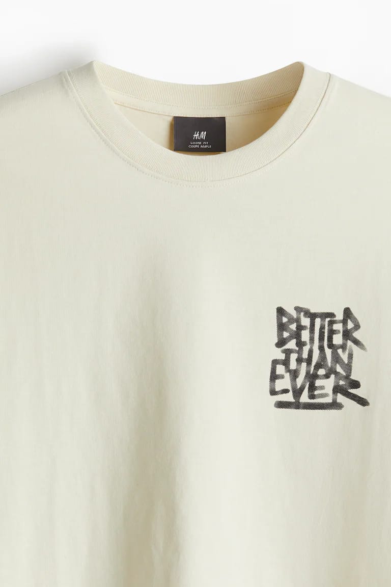 H&M - Light Beige Graphic T-Shirt