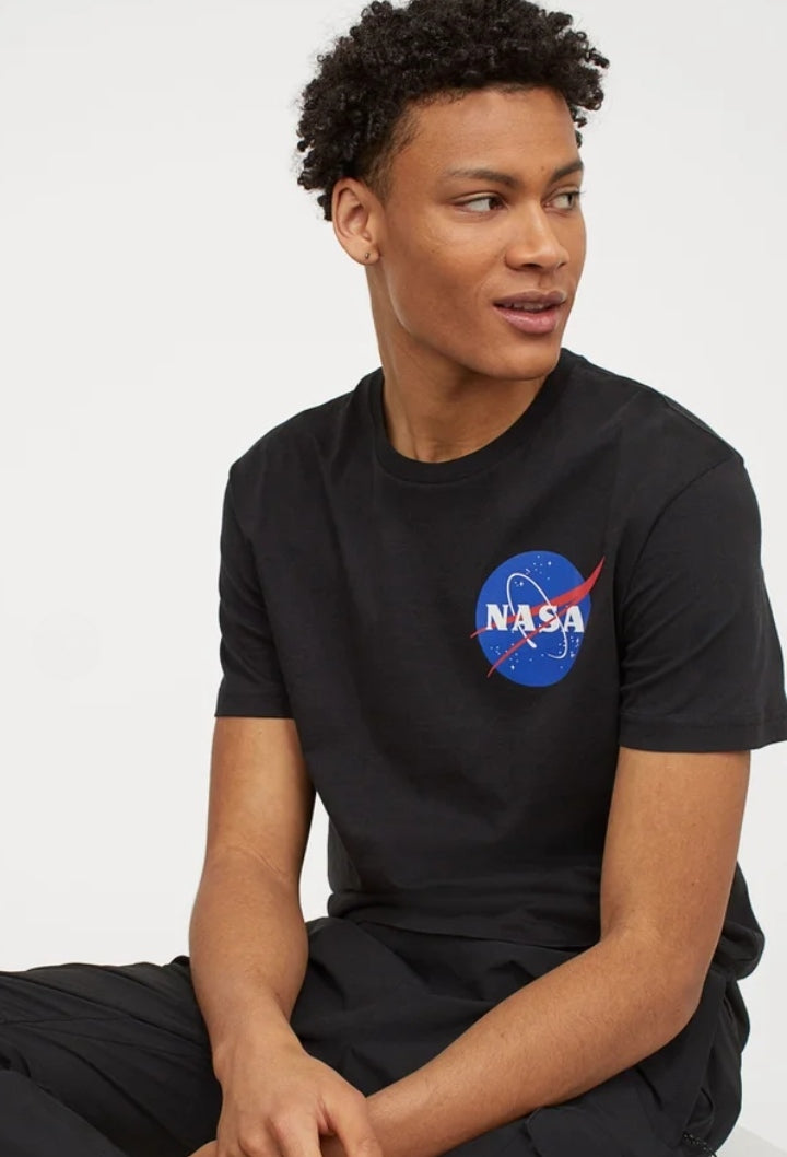 H&M - Black Nasa Cotton T-shirt