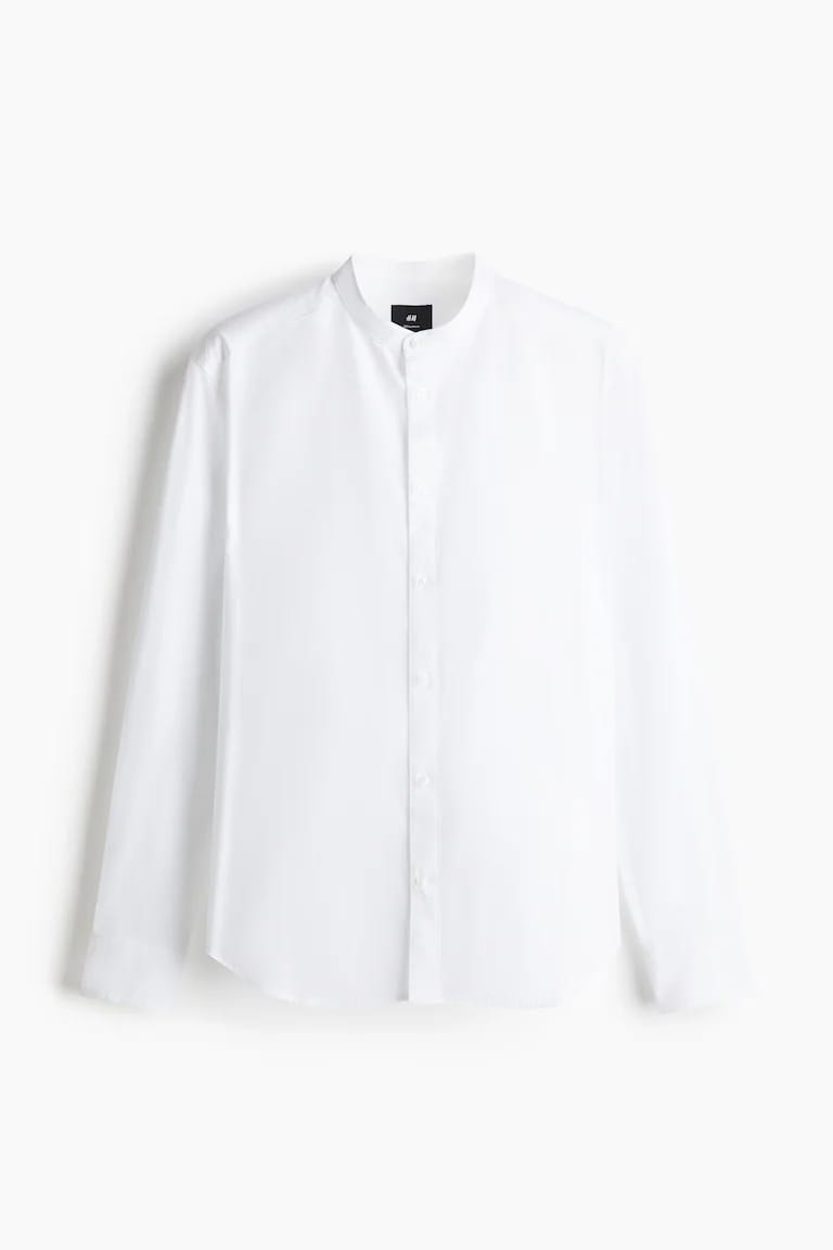 H&M - White Slim Fit Grandad Shirt