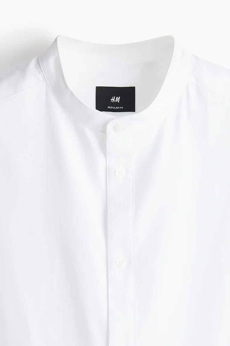 H&M - White Slim Fit Grandad Shirt