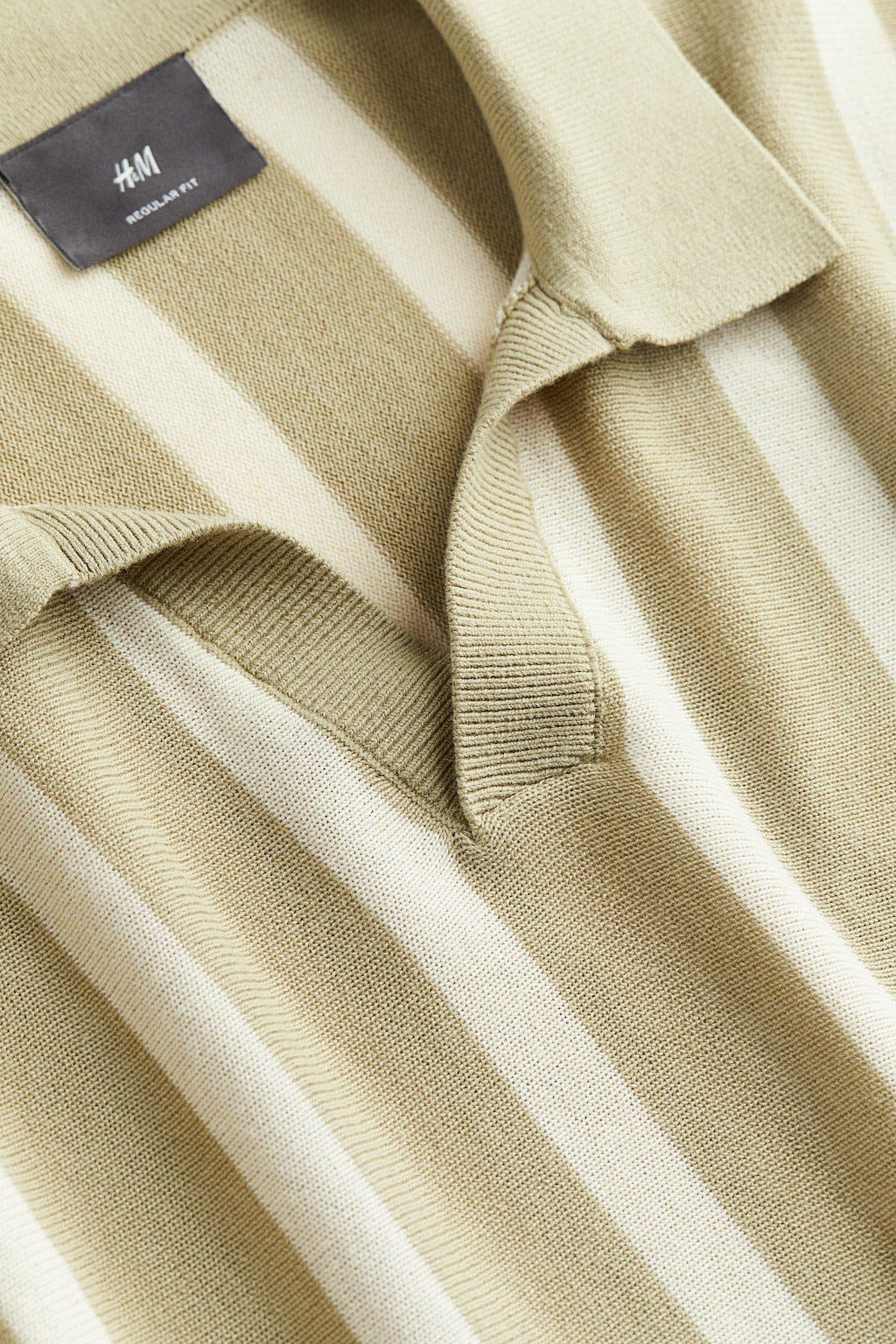 H&M - White & Pistachio Stripes Polo T-Shirt