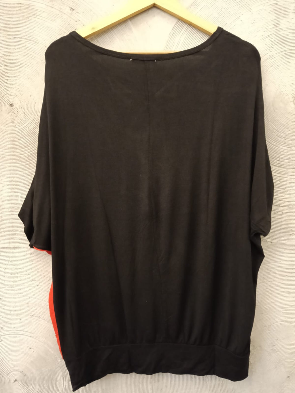 Black, Red and White Shoulder Drop Top