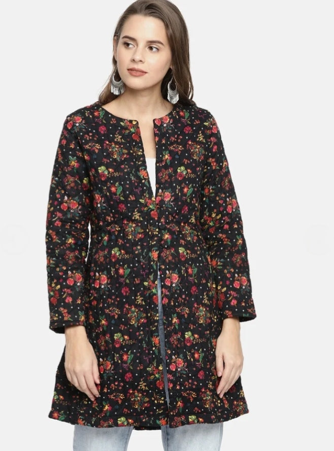 BIBA- Black Printed Quilted Jacket