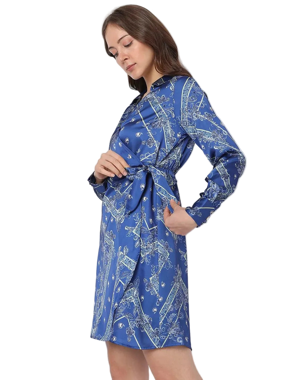 VERO MODA - Blue Printed Wrap Dress