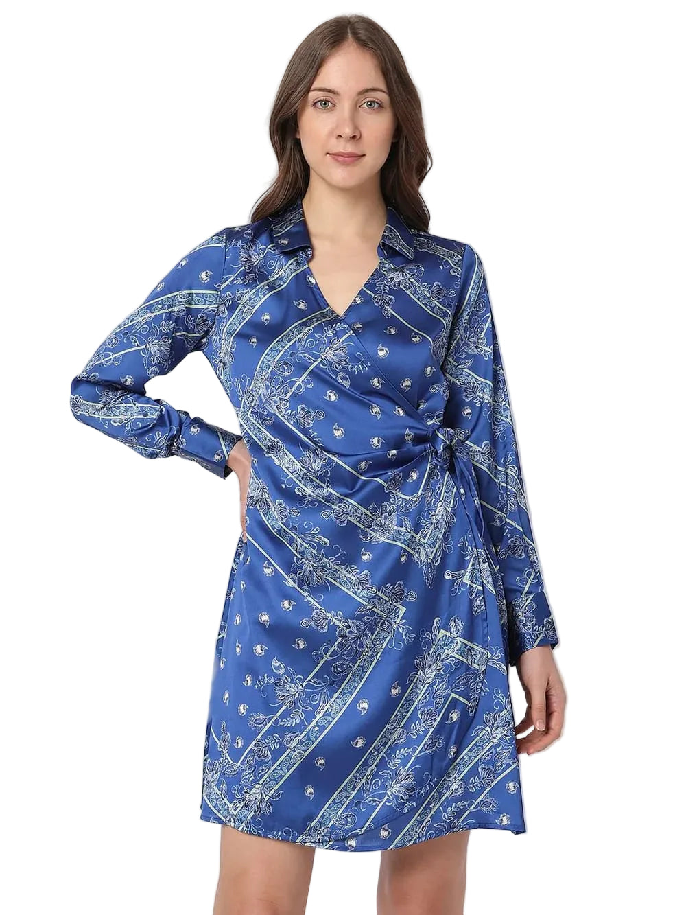 VERO MODA - Blue Printed Wrap Dress