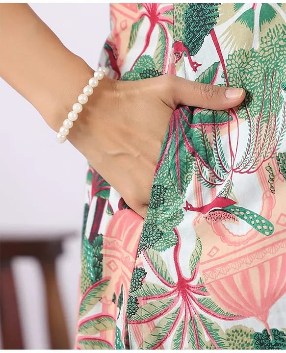 CRAFIQA -  Peacock Print Materinity Kurti & Pant Set