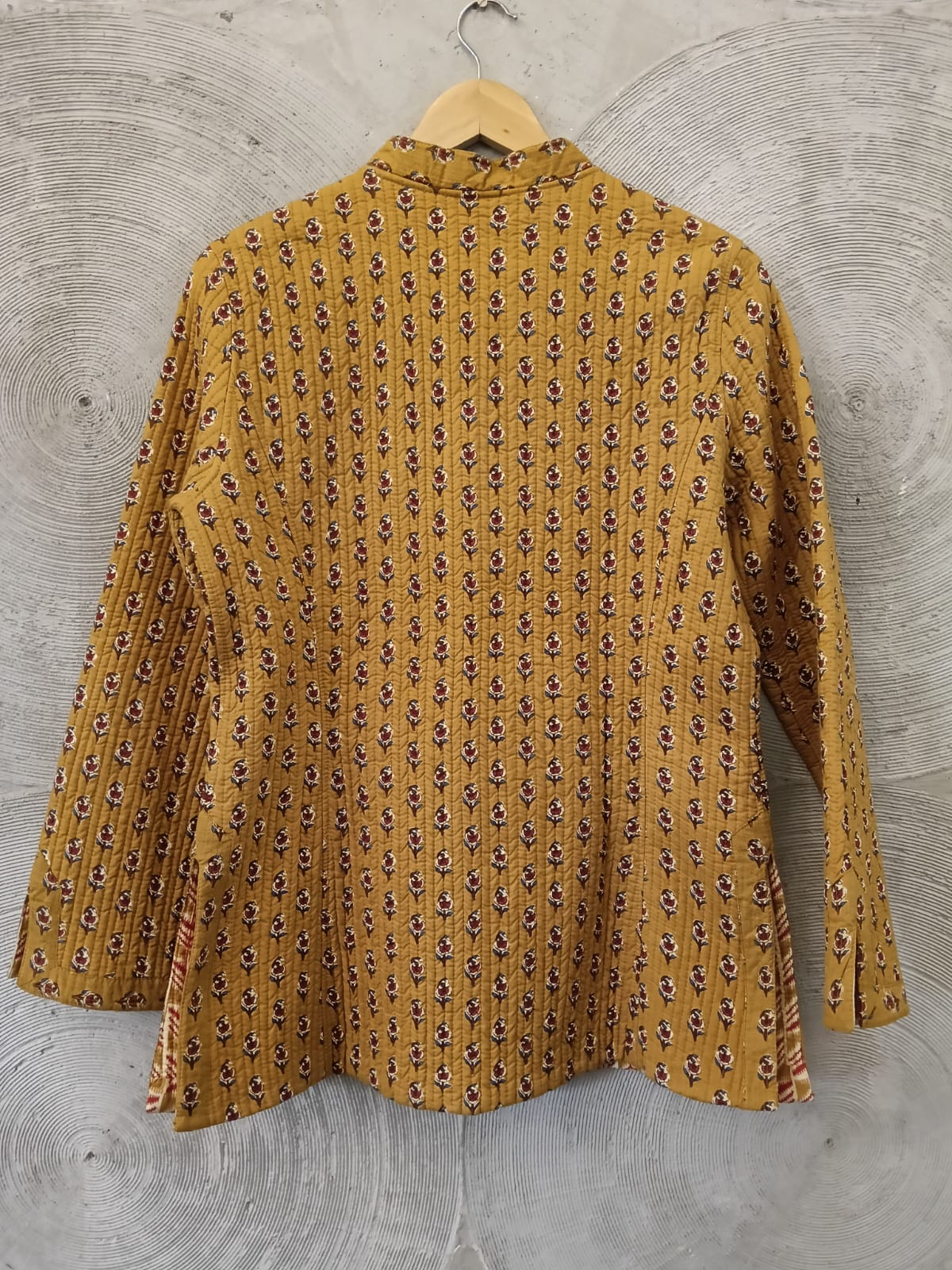 Mustard Hand Block Print Quilted Jacket