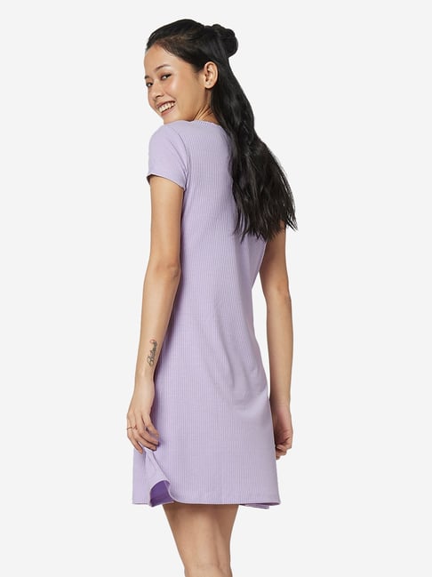 Lavender Ribbed Benji Dress