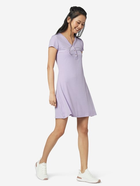 Lavender Ribbed Benji Dress