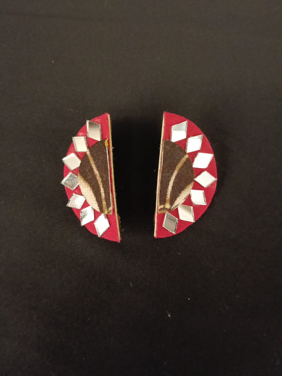 Pink Fabric Earrings with Mirror Work