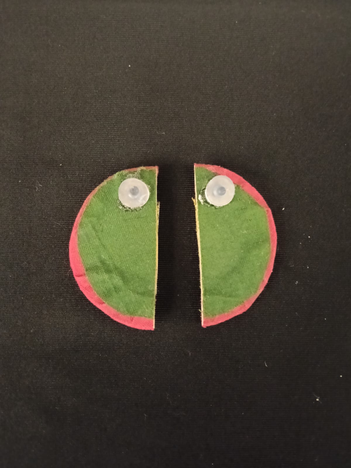 Pink Fabric Earrings with Mirror Work