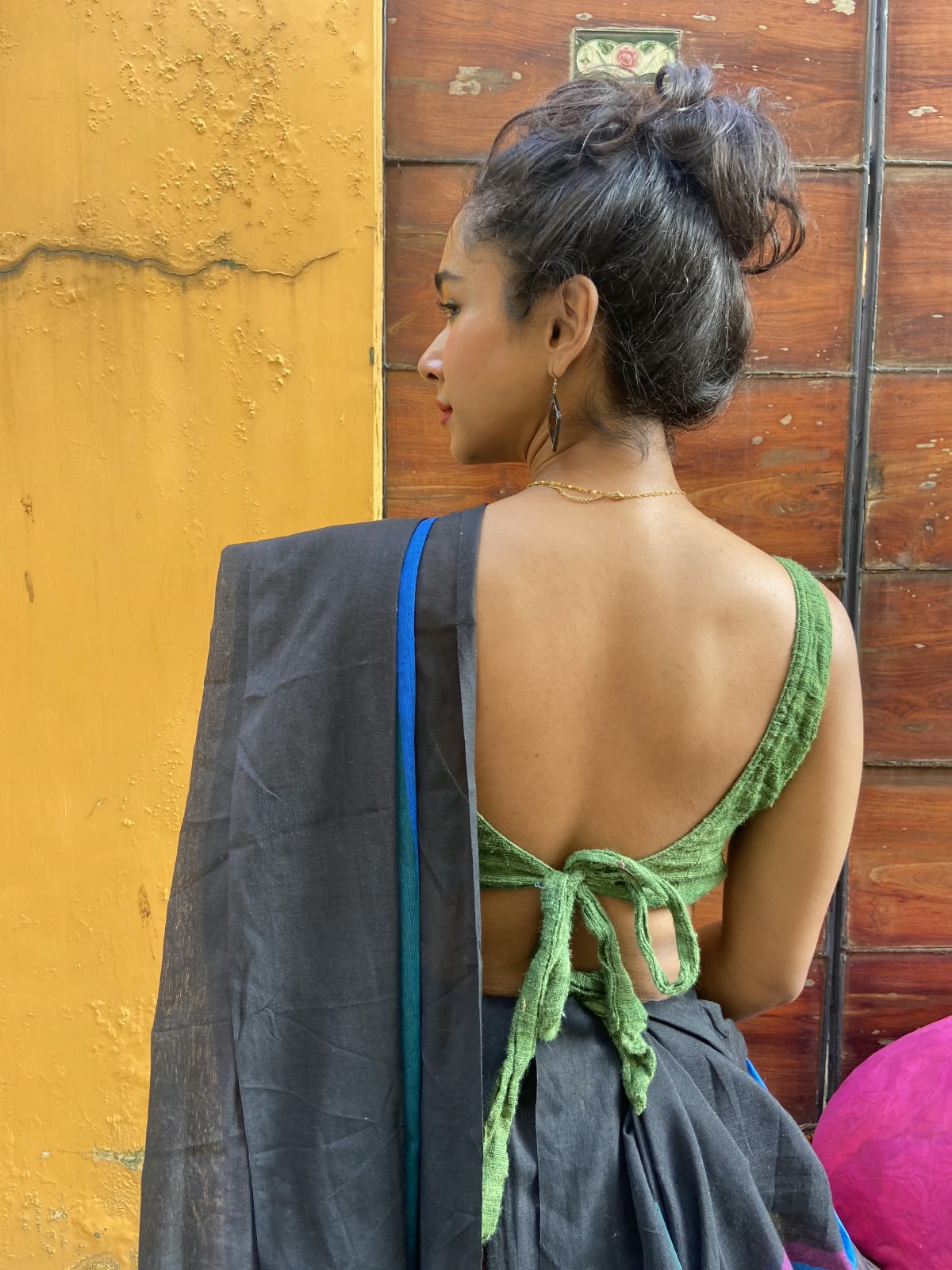 Green Ghicha Silk Blouse