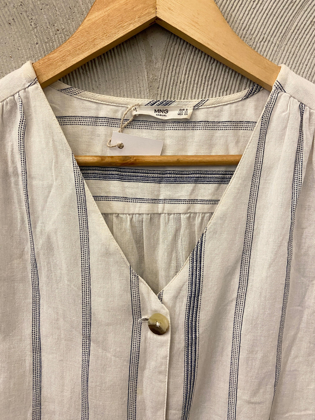 MNG - White & Blue Striped Cotton Top