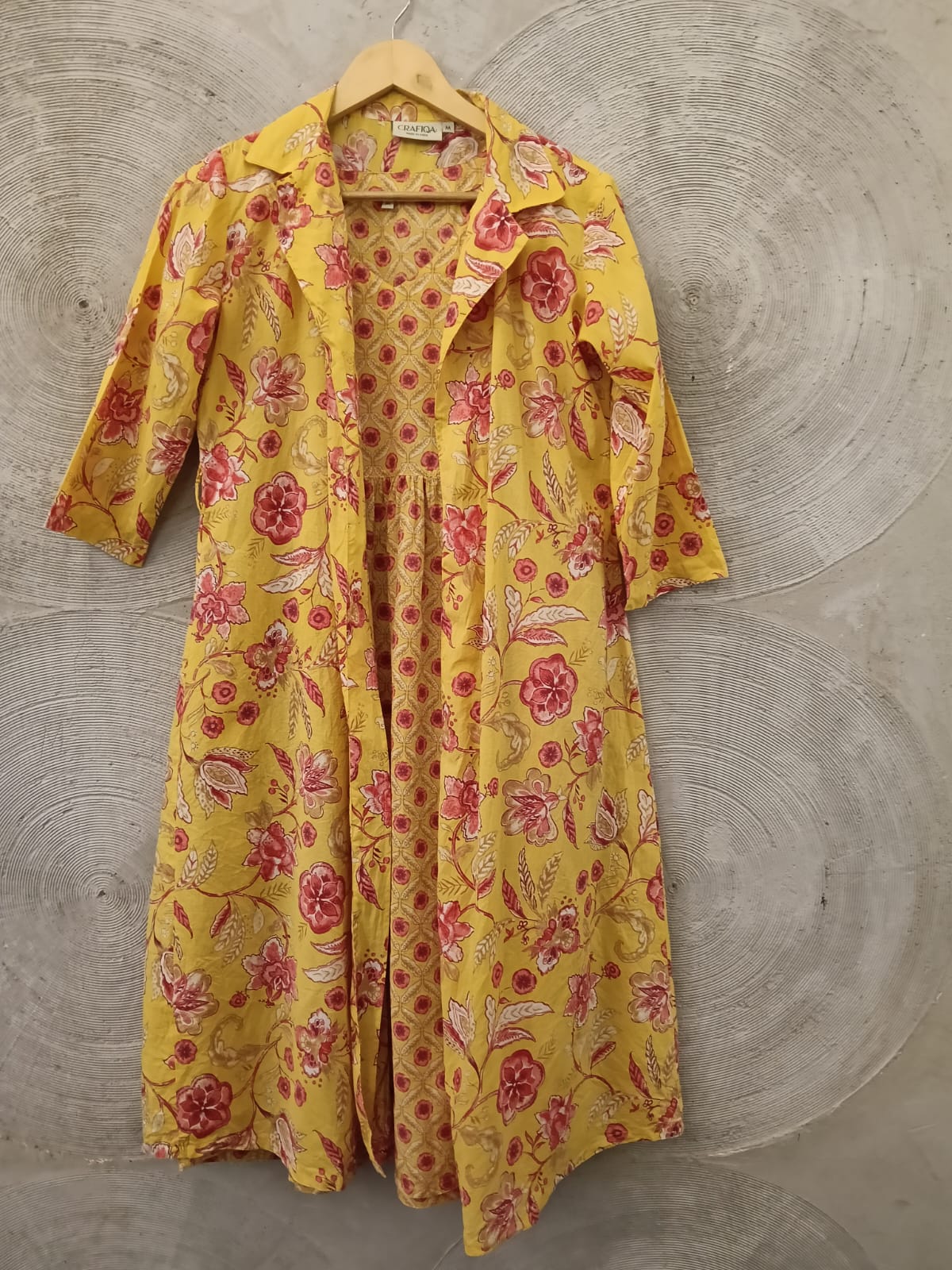 CRAFIQA -Yellow Basant Maternity Nursing Dress with Overlay