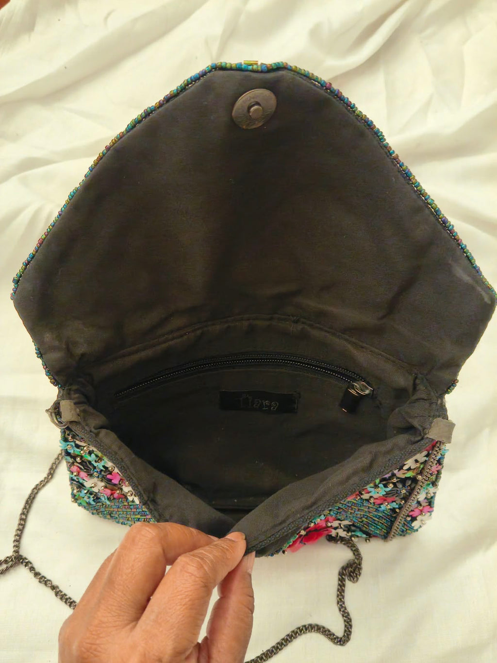 Black Floral Envelope Bag